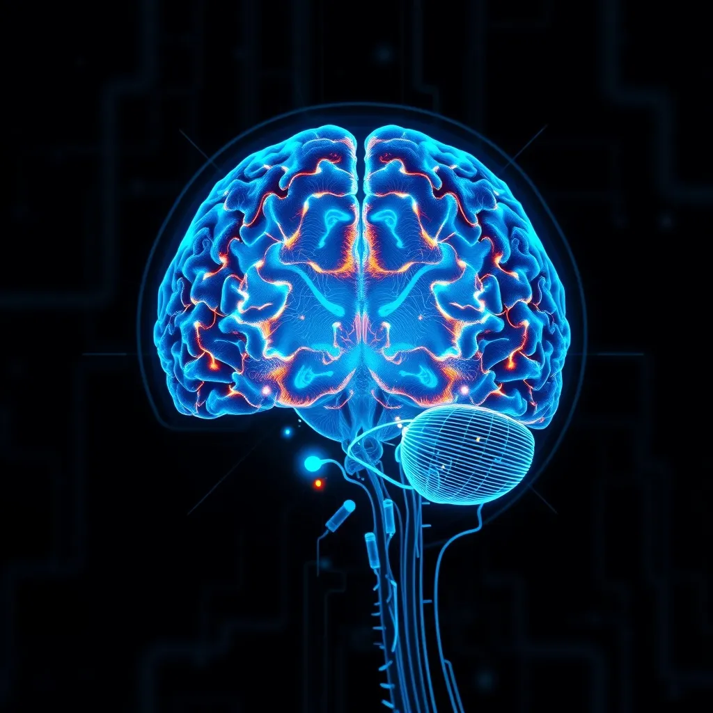 High-tech medical brain scan showing prefrontal cortex activ